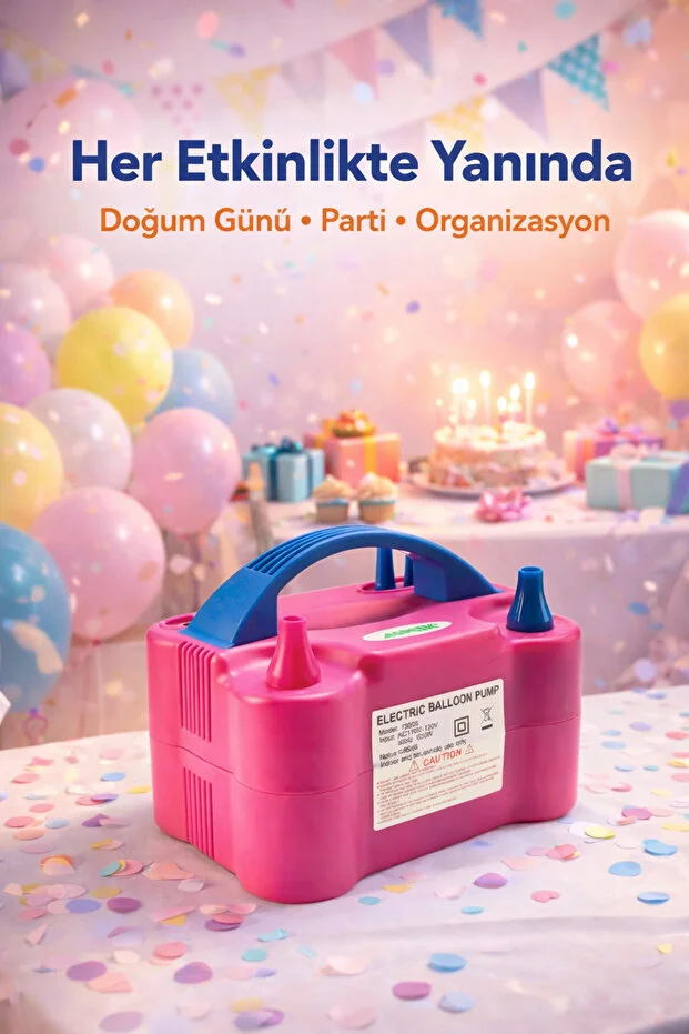 Çift Çıkışlı Elektrikli Balon Şişirme Makinesi Balon Makinası Fişli